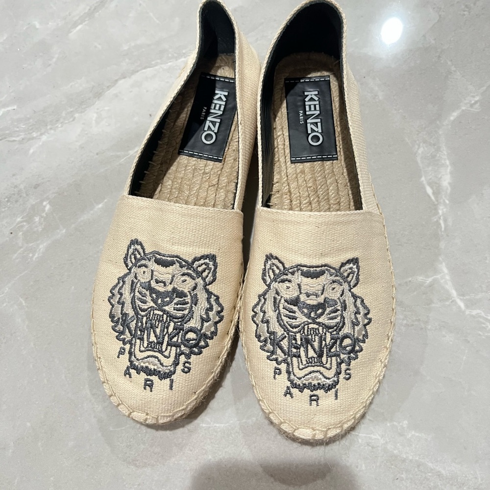 *Sold*Kenzo cream color tiger women espadrilles